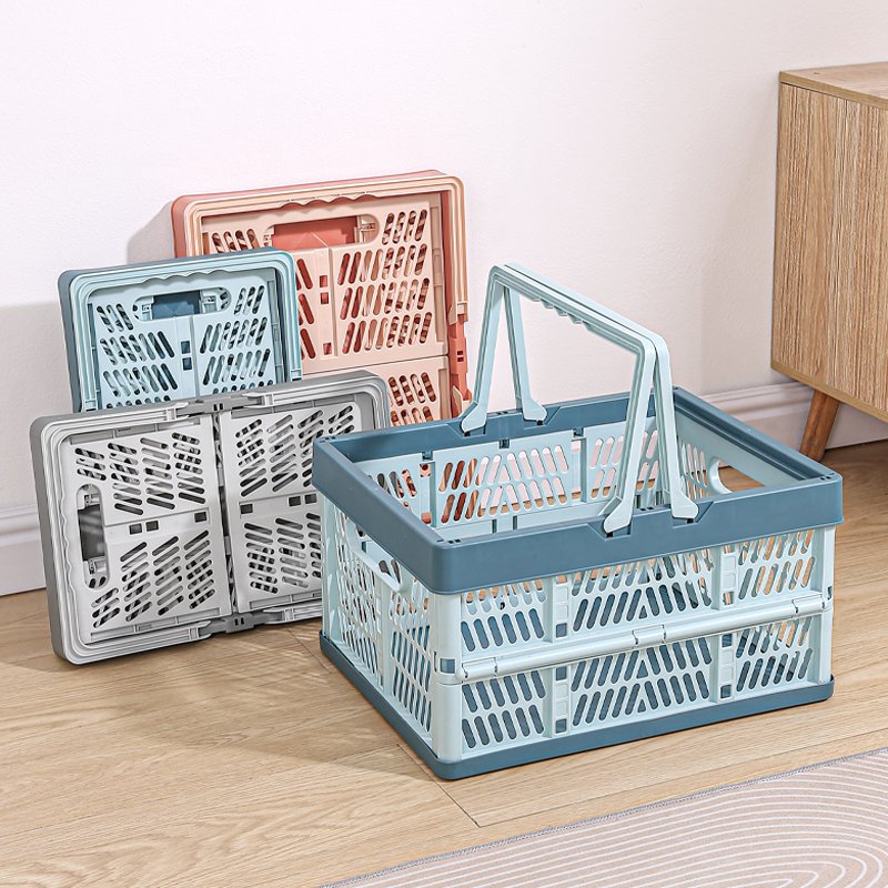 Wholesale Foldable Organization Storage Box Basket Stackable Multi-coor Collapsible Snack Toy Storage Basket