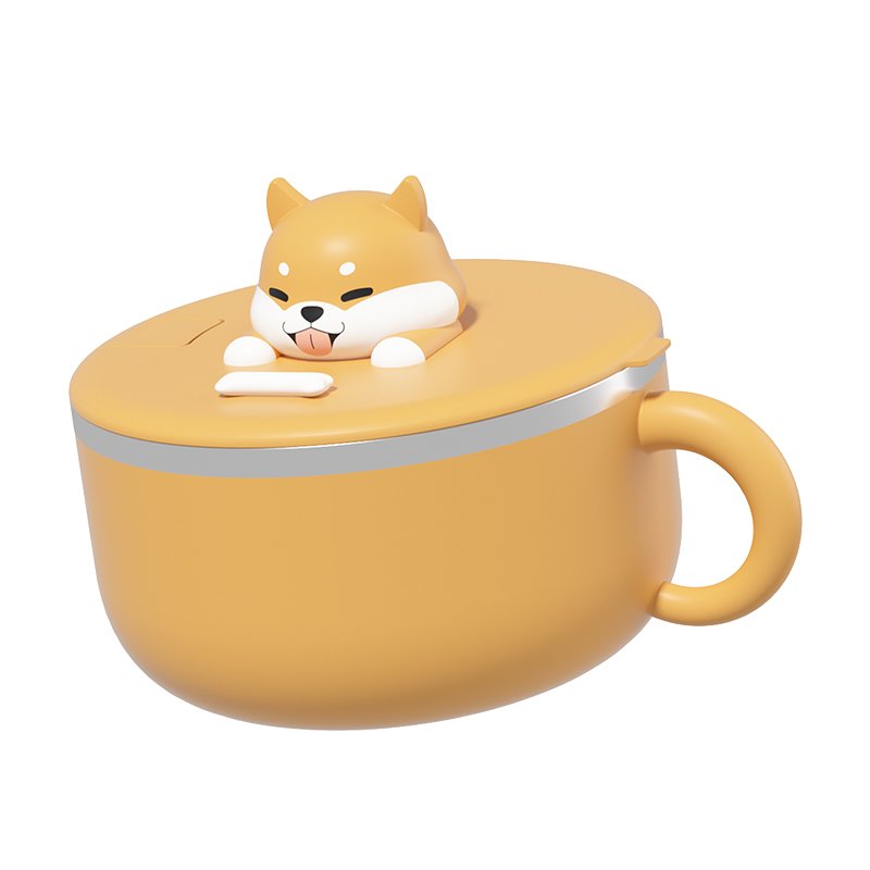 New Design Lovely Doggie Bento Bowl Kids Stainless Steel 304 1200ml Cartoon Bowl Spoon Kids Lunch Box Instant Noodle Bowl