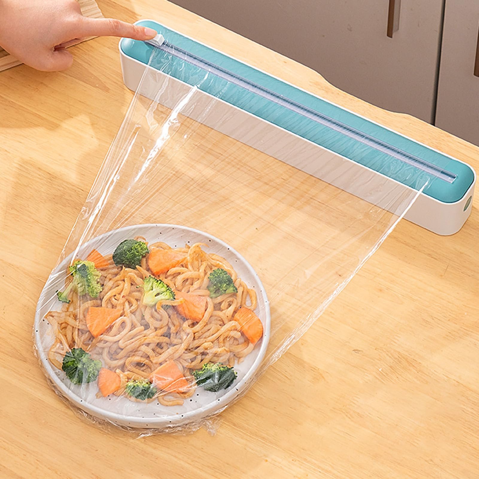 Modern Design Kitchen Accessories 2 In 1 Food Film Dispenser Wrap Dispenser With Cutter Storage Box