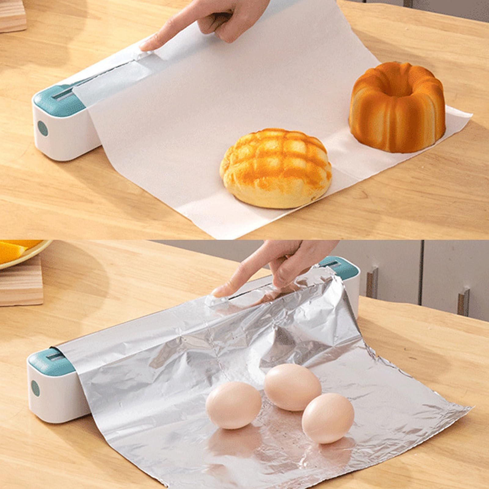 Modern Design Kitchen Accessories 2 In 1 Food Film Dispenser Wrap Dispenser With Cutter Storage Box