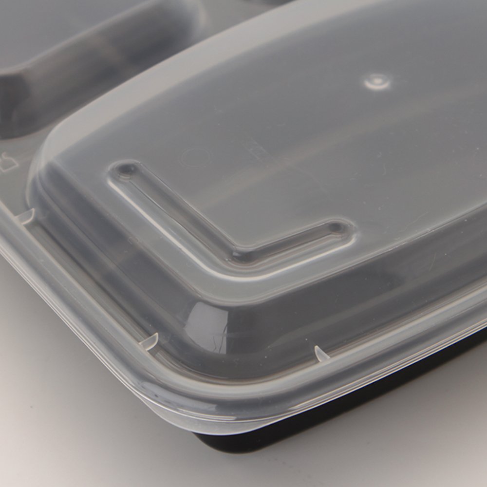 32 oz Meal Prep 3 Compartment Lunch Box Plastic Takeaway Food Storage Container With Lid JF-333