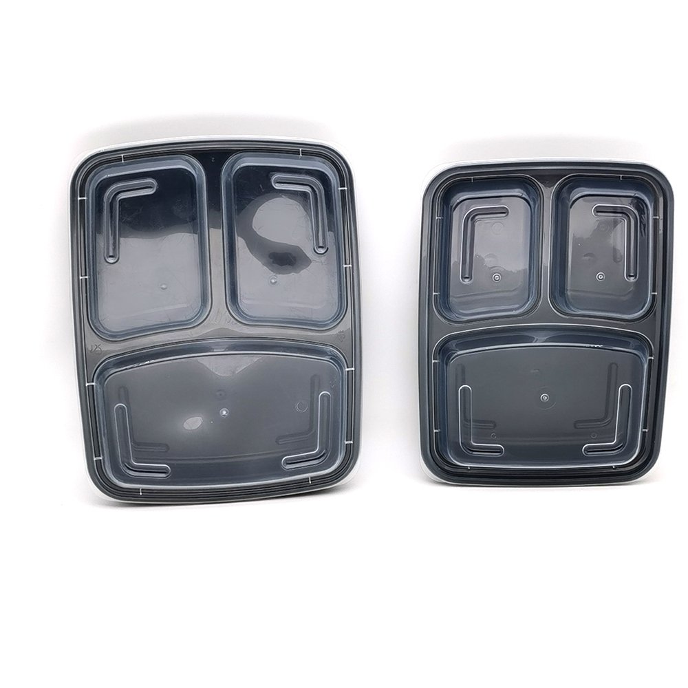 32 oz Meal Prep 3 Compartment Lunch Box Plastic Takeaway Food Storage Container With Lid JF-333