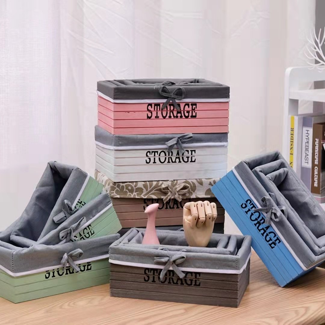 Factory customized new wooden desk storage box spare parts storage basket