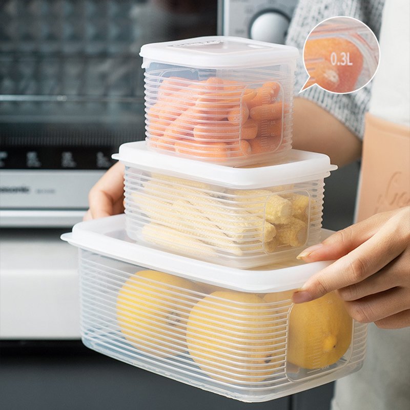 MJ kitchen Crisper Plastic drawer Classification containers food egg Fresh-keeping box refrigerator storage box with divider