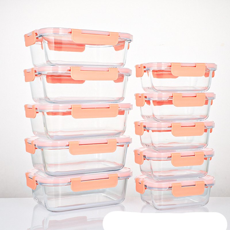 10 Pack Glass Food Storage Containers, Meal Prep with Lids Leak Proof, Microwave Freezer Safe (34oz 12)