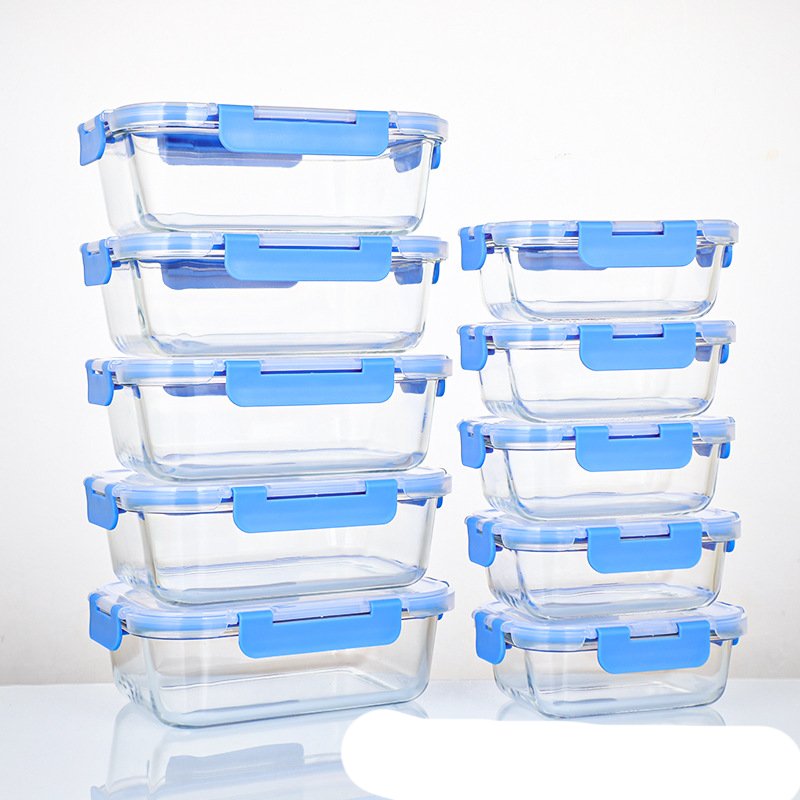 10 Pack Glass Food Storage Containers, Meal Prep with Lids Leak Proof, Microwave Freezer Safe (34oz 12)