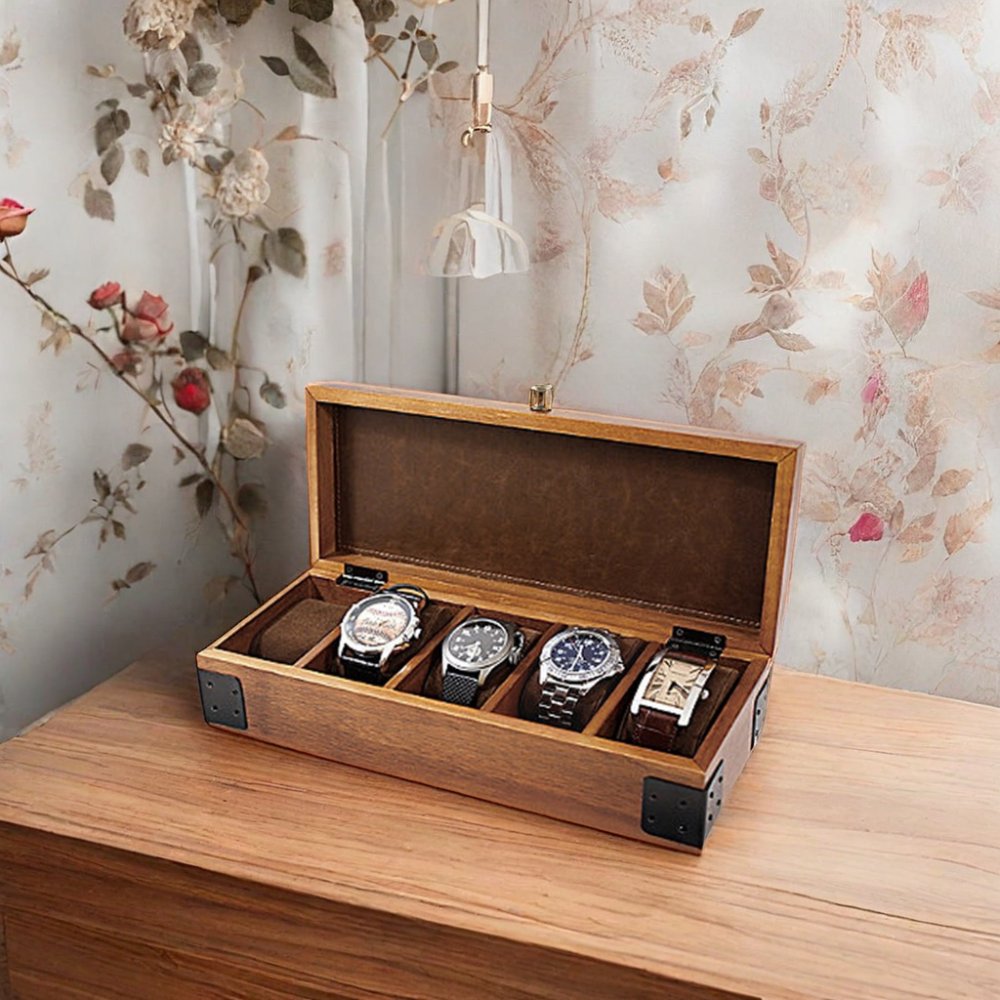 Cinnamon Rustic wooden watch box, divers Wood Watch Case Wood Watch Storage Box
