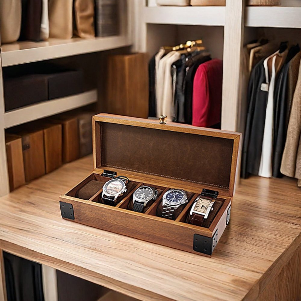 Cinnamon Rustic wooden watch box, divers Wood Watch Case Wood Watch Storage Box