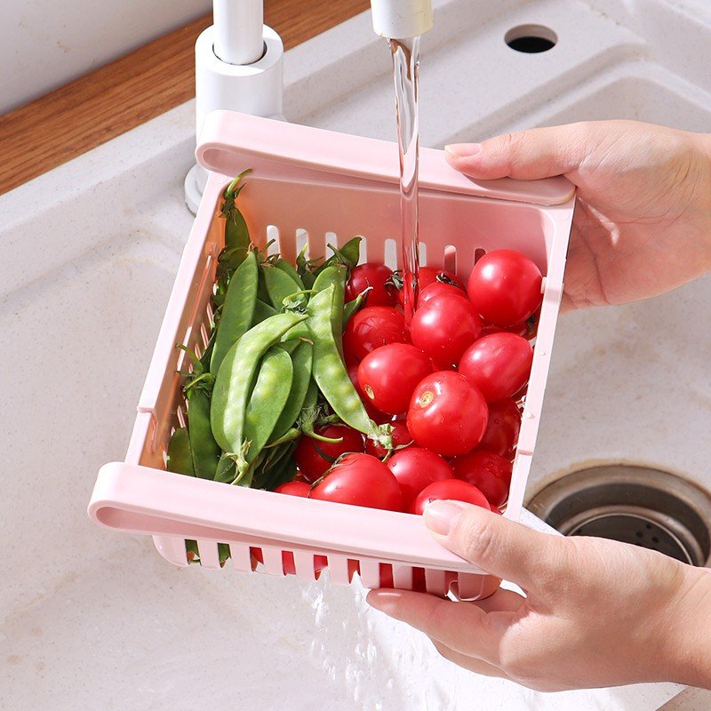 Kitchen Fruit Food Storage Container Plastic Refrigerator Organizer with Sliding Drawer Box Rack Stand Storage Boxes & Bins