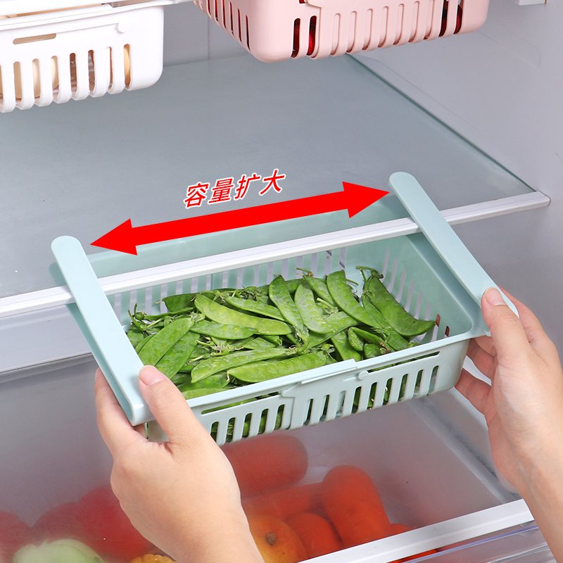 Kitchen Fruit Food Storage Container Plastic Refrigerator Organizer with Sliding Drawer Box Rack Stand Storage Boxes & Bins