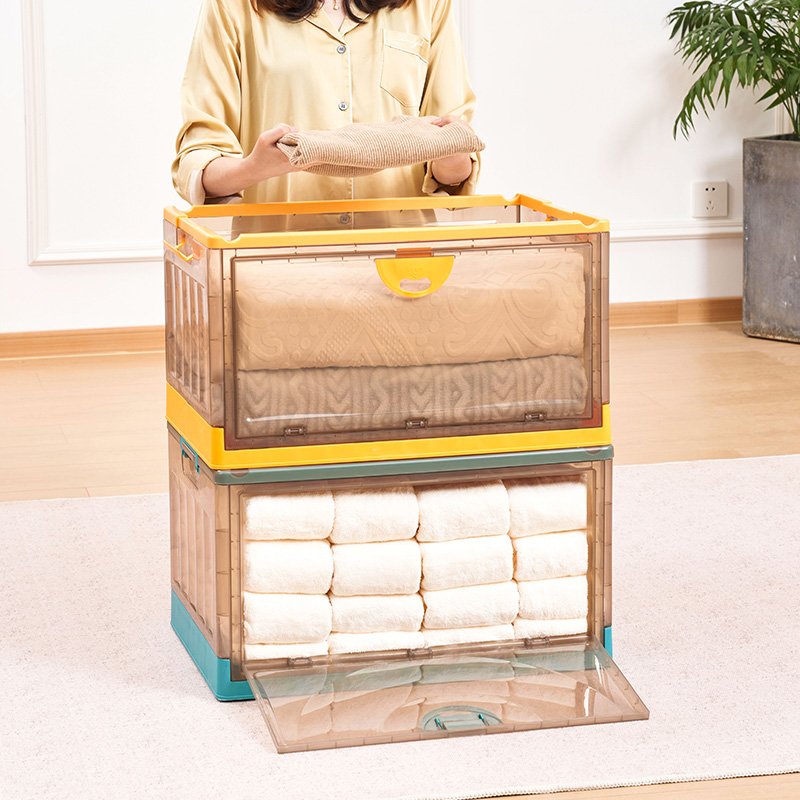 Large Capacity foldable plastic storage box with wheels