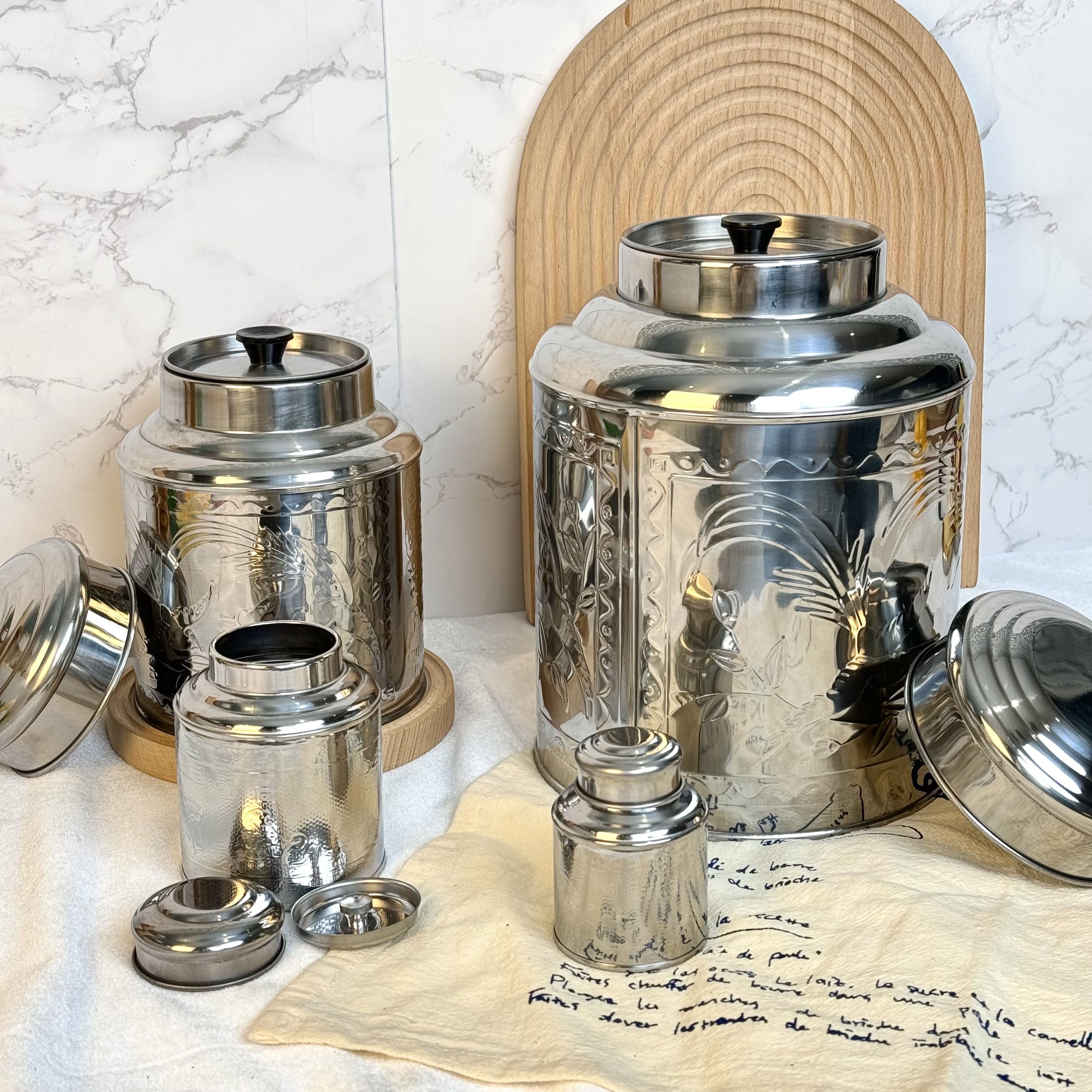 500g Kitchen Storage Jar Tea Canister Wholesale Tea Tin Coffee Sugar Cylinder Shape Can with Double Lid