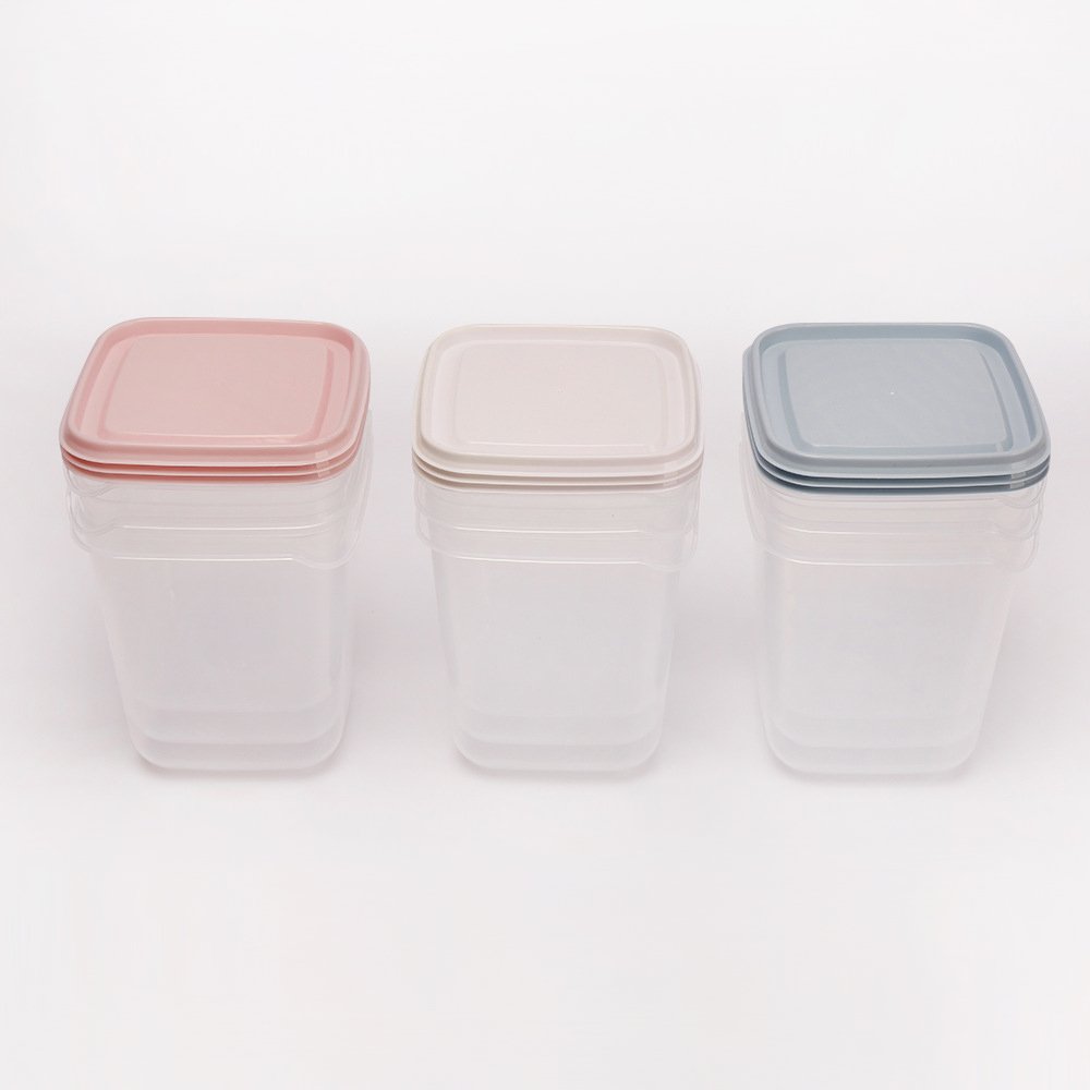 Colorful square plastic food storage containers 3 piece set
