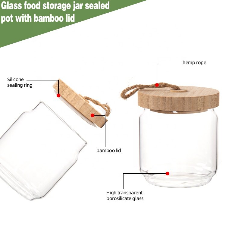 2024 high borosilicate glass Kitchen Food Storage Container Glass Storage Jar with Bamboo Lids