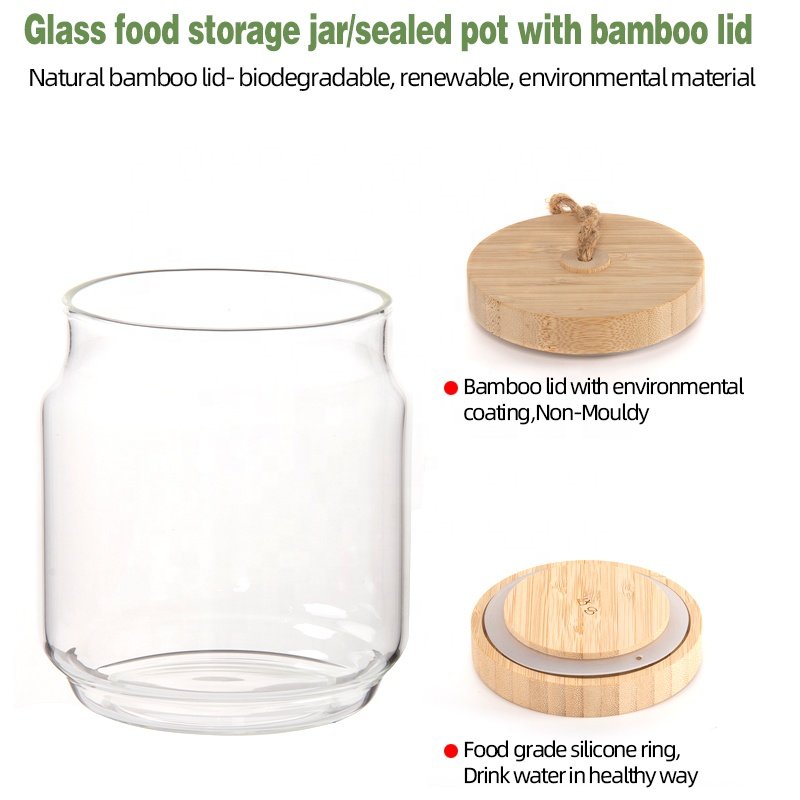 2024 high borosilicate glass Kitchen Food Storage Container Glass Storage Jar with Bamboo Lids