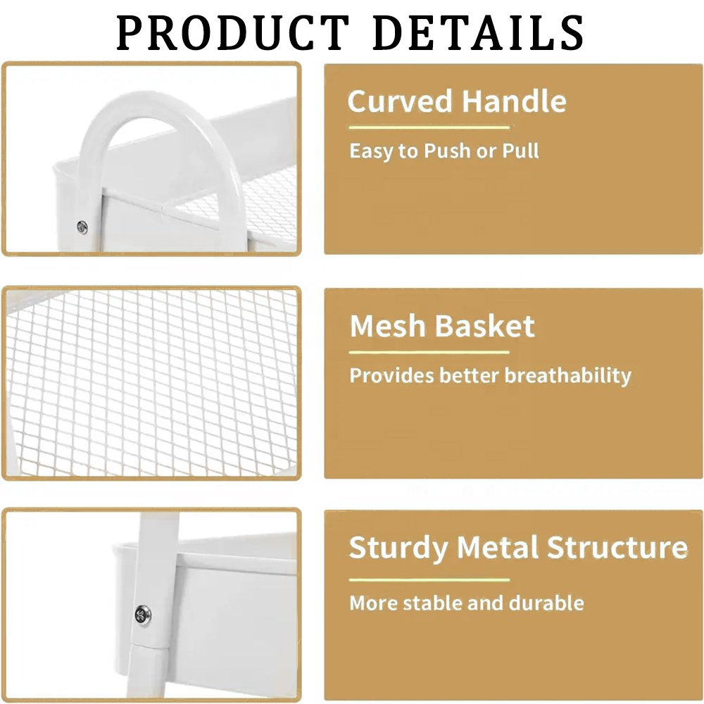 GRS Plastic Hot Sell Rolling 3 Tier Utility Storage Cart Lockable Storage Trolley 4 Wheel Storage Holders & Racks