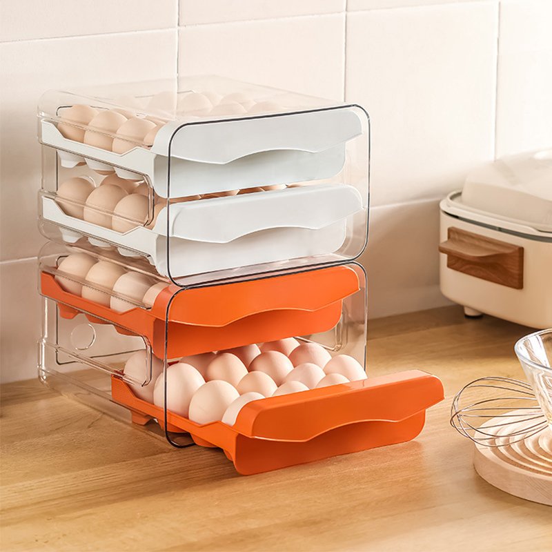 CXT295 Thicken Refrigerator Egg Storage Box Stackable Clear Egg Storage Box Double-deck PET Refrigerator Organizer