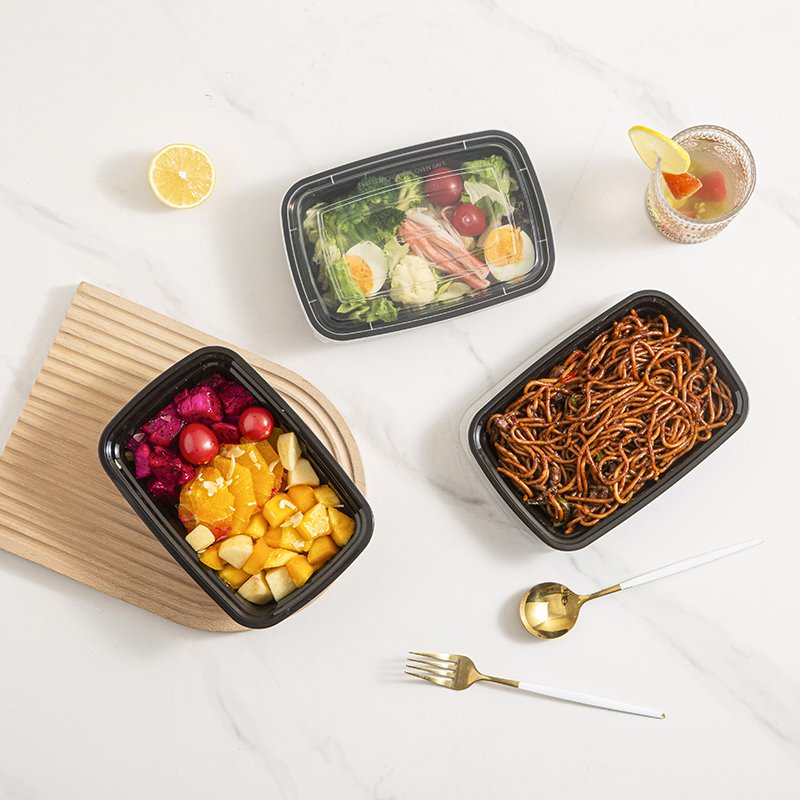 Plastic Food Container Disposable Microwavable Food Storage Meal Prep Containers 25oz 33oz 42oz 50oz Plastic Lunch Box Rectangle
