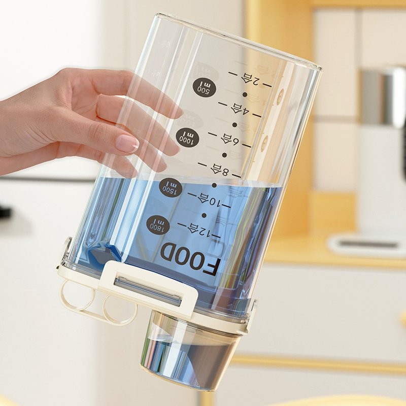 Hot Sale 3L Multifunction Kitchen Food Dispenser Plastic Sealed Grain Jar with Handle Airtight Cereal Dispenser For Rice Flour
