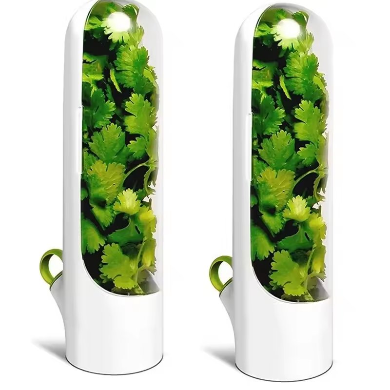 Convenient life PP kitchen vegetable crisper white food storage box cylindrical fruit storage artifact for kitchen