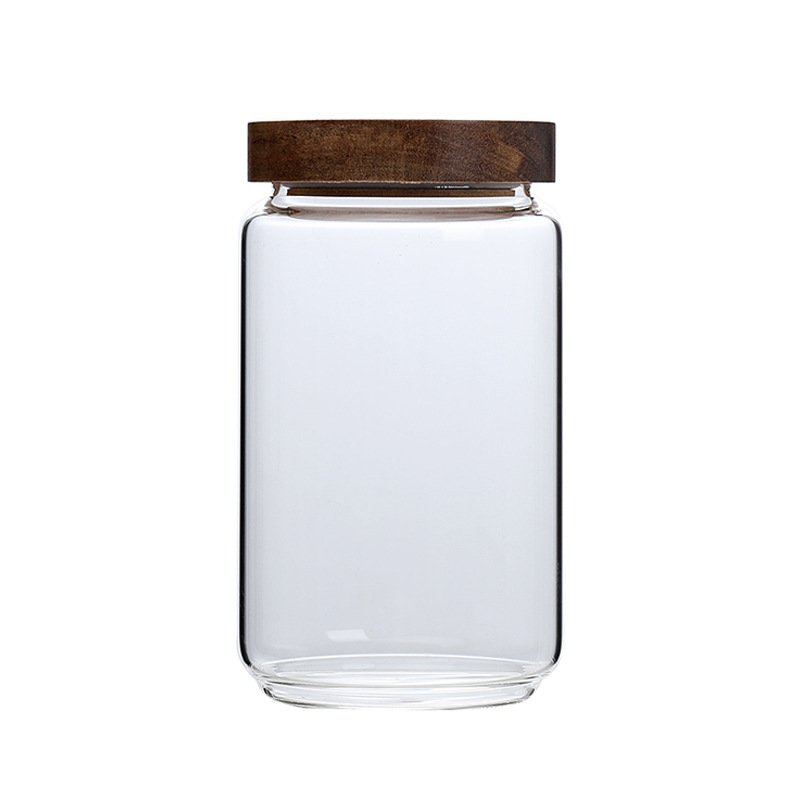 Borosilicate Glass Kitchen Container/Canisters with Acacia Wood Air-tight Lid Glass Food Storage Jars for Kitchen