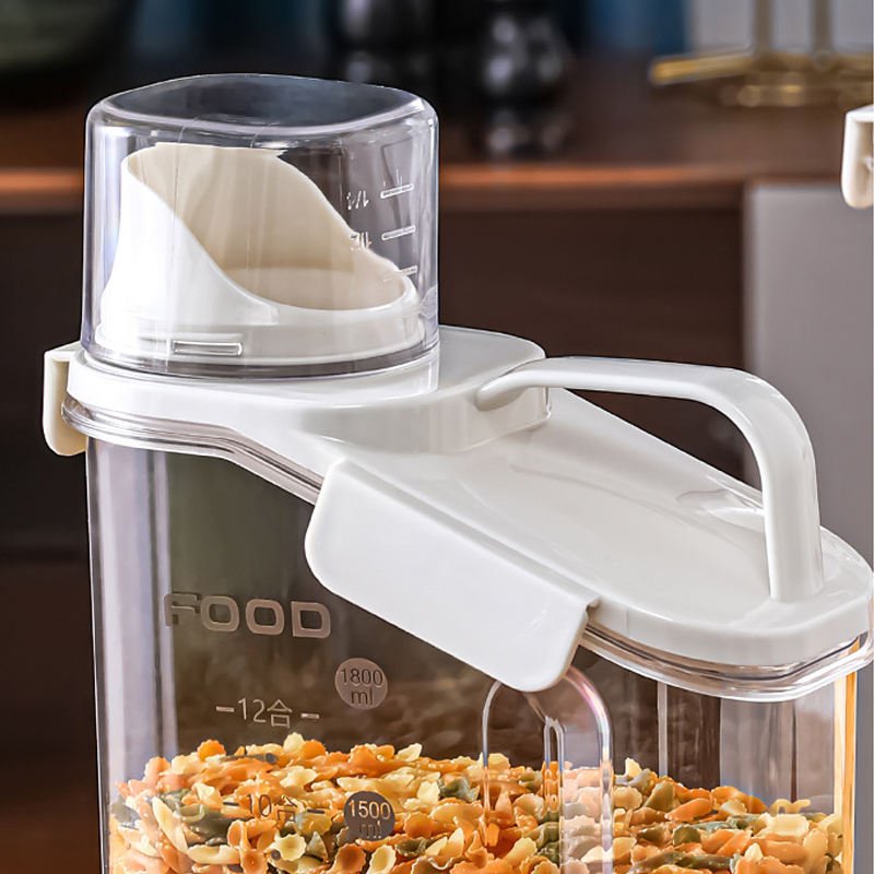 Plastic Bulk Food Storage Container Grain Transparent Tank Rice Barrel Cereal Dispenser with silicone sealing ring