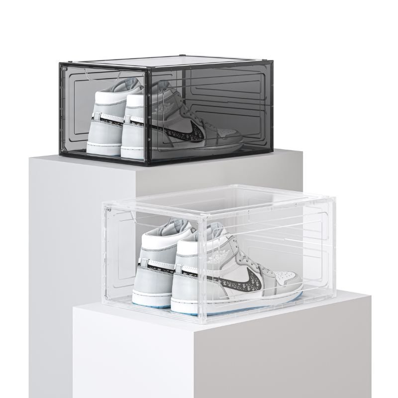 Allstar Folding Plastic Transparent Shoes Storage Box Installation-Free Multi-Layer Shoe Rack Cabinet