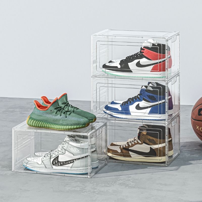 Allstar Folding Plastic Transparent Shoes Storage Box Installation-Free Multi-Layer Shoe Rack Cabinet