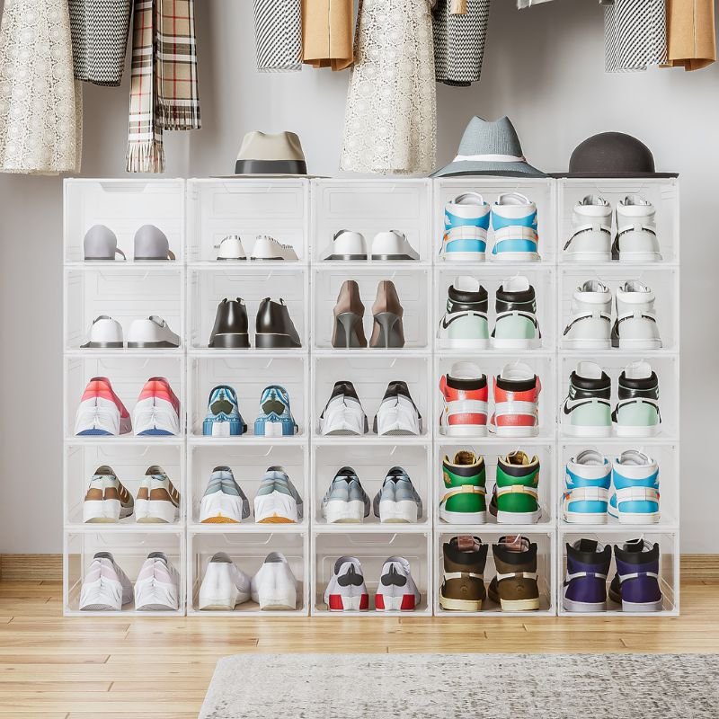Allstar Folding Plastic Transparent Shoes Storage Box Installation-Free Multi-Layer Shoe Rack Cabinet