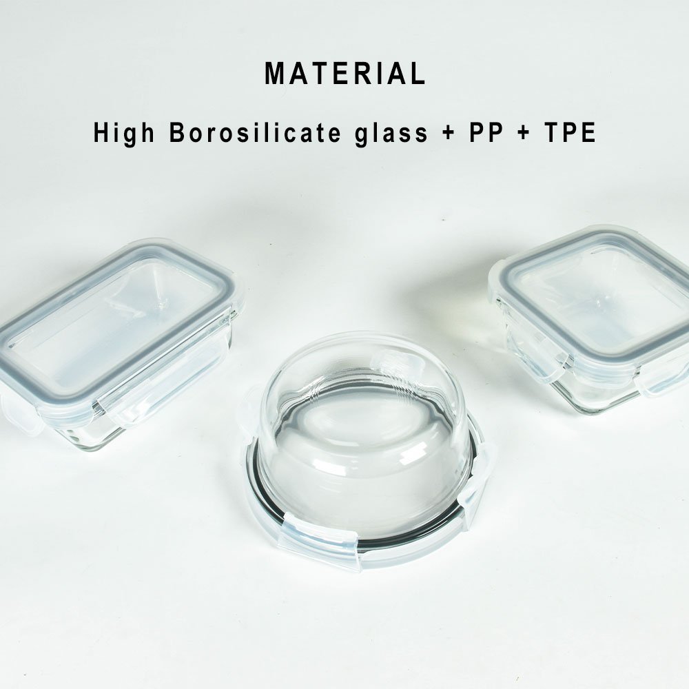 High quality Lock Lid Tempered Glass Kitchenware Food Container Microwave Oven Bowl Set Mini Storage Box For Storage