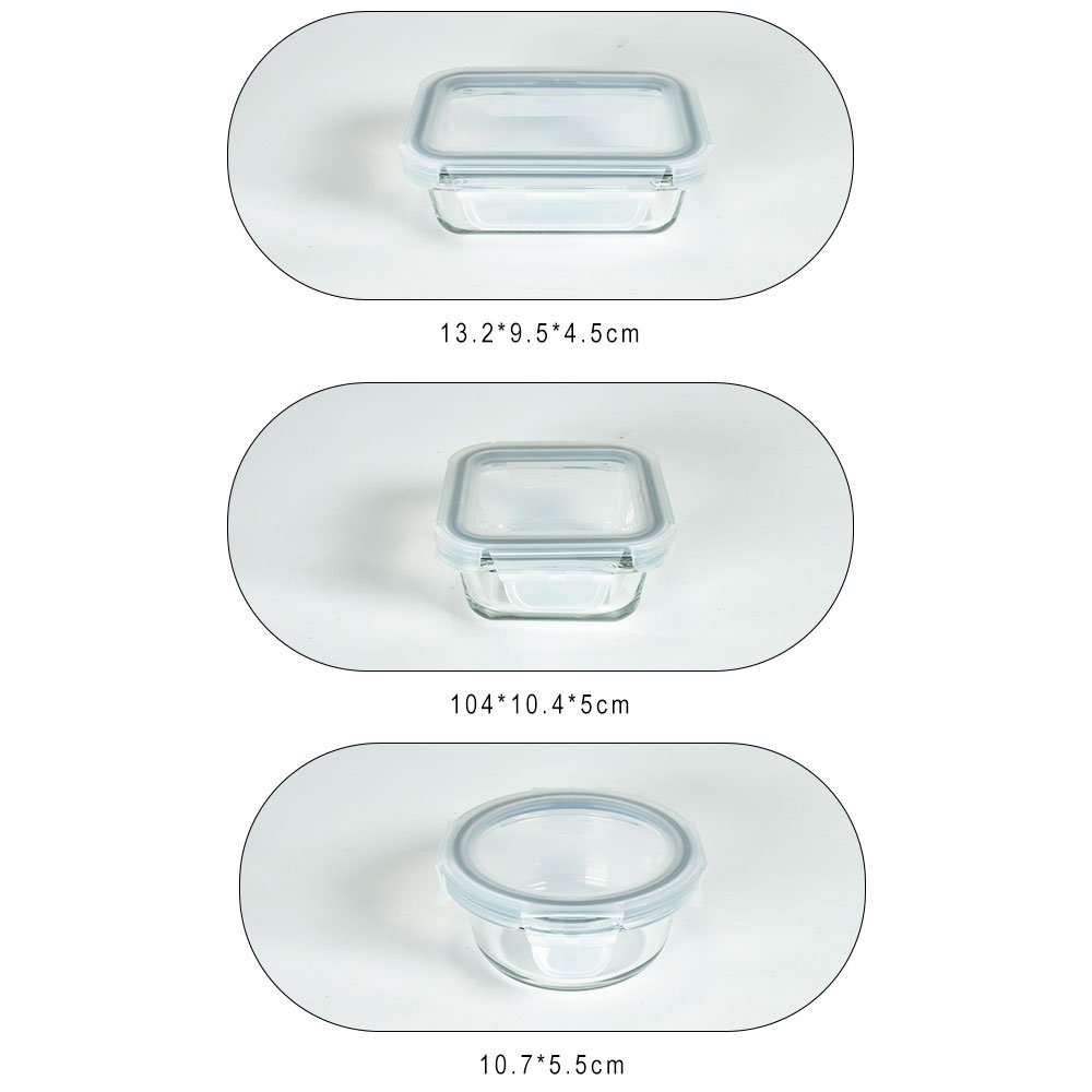 High quality Lock Lid Tempered Glass Kitchenware Food Container Microwave Oven Bowl Set Mini Storage Box For Storage
