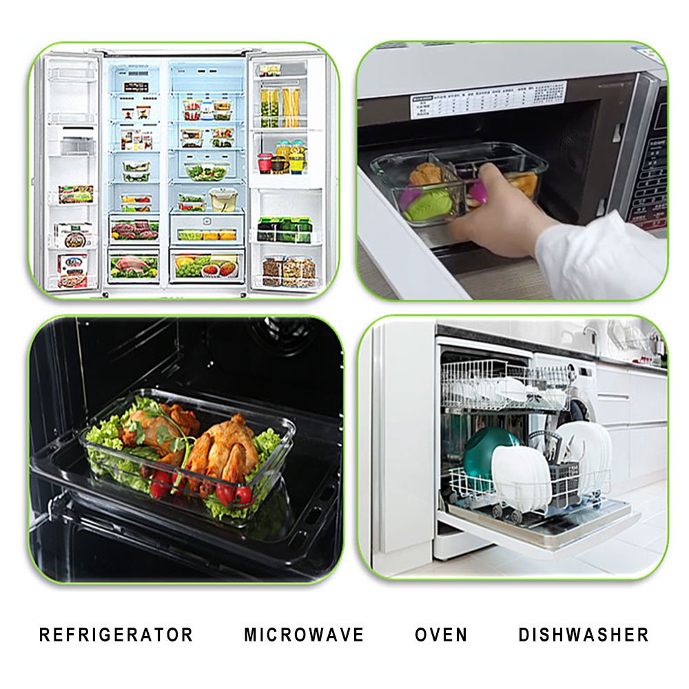 High quality Lock Lid Tempered Glass Kitchenware Food Container Microwave Oven Bowl Set Mini Storage Box For Storage