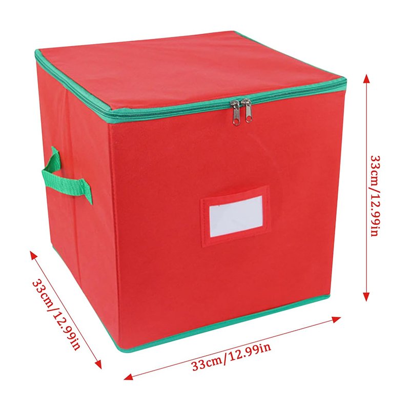 Premium Red Foldable Cube Christmas Ornament Storage Box Christmas storage bins with lid