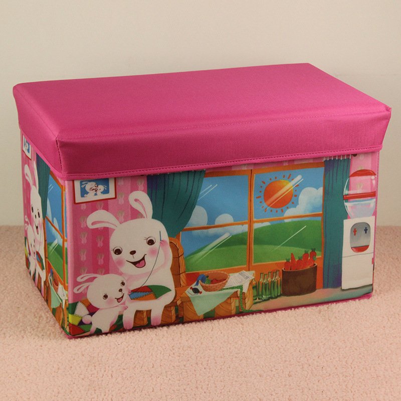 Customized cartoon pattern kids printing oxford cloth foldable storage ottoman