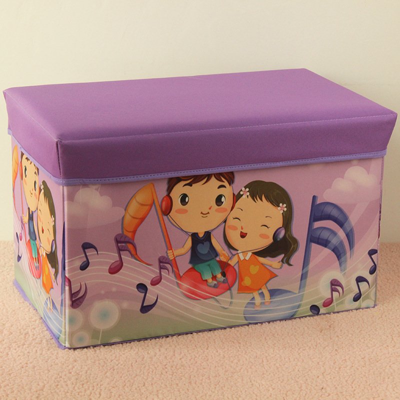 Customized cartoon pattern kids printing oxford cloth foldable storage ottoman