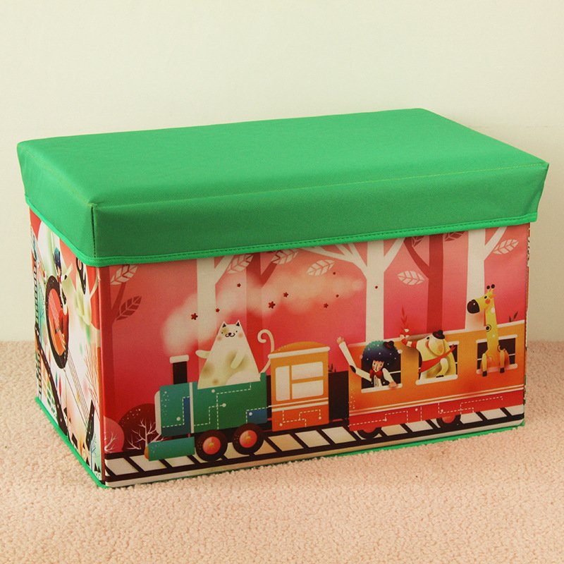 Customized cartoon pattern kids printing oxford cloth foldable storage ottoman
