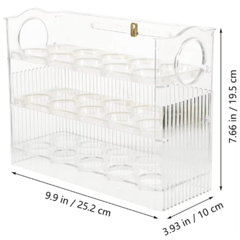 Multi-Layer Plastic Organizer Egg Storage Box Modern Square Rolling Slide Container Refrigerator Tray Kitchen Accessory Storage