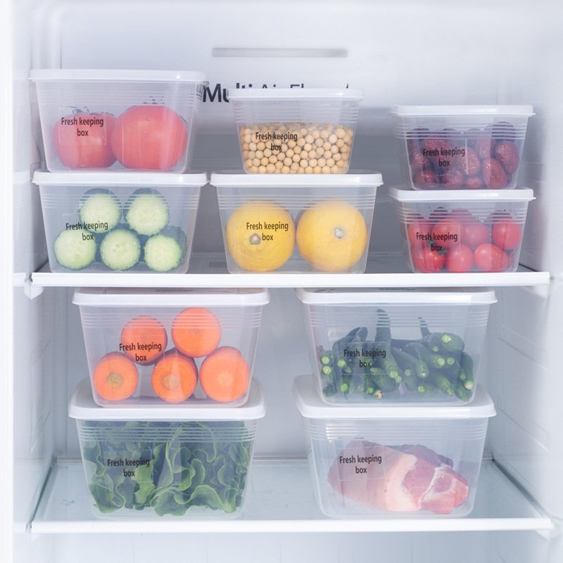 Aoniu Food Grade Refrigerator Crisper Kitchen Food Refrigerator Storage Box Food Storage Container