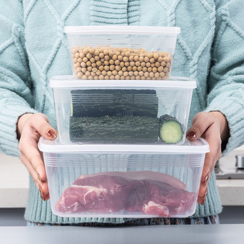 Aoniu Food Grade Refrigerator Crisper Kitchen Food Refrigerator Storage Box Food Storage Container