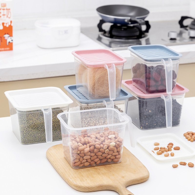Choice Fun kitchen essentials Plastic Pet Lid Food Storage Box & Bins Fridge Refrigerator Container Organizer With Handle For K