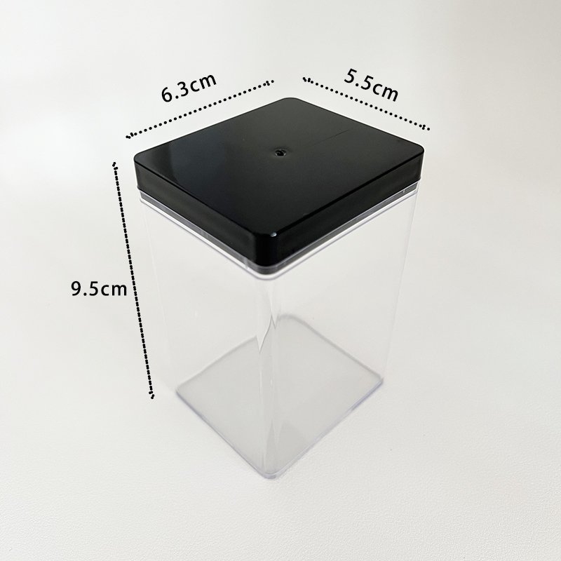 Hot PS hard plastic high transparent material Sealed food storage Black lid 500ml Clear plastic box Dessert packaging