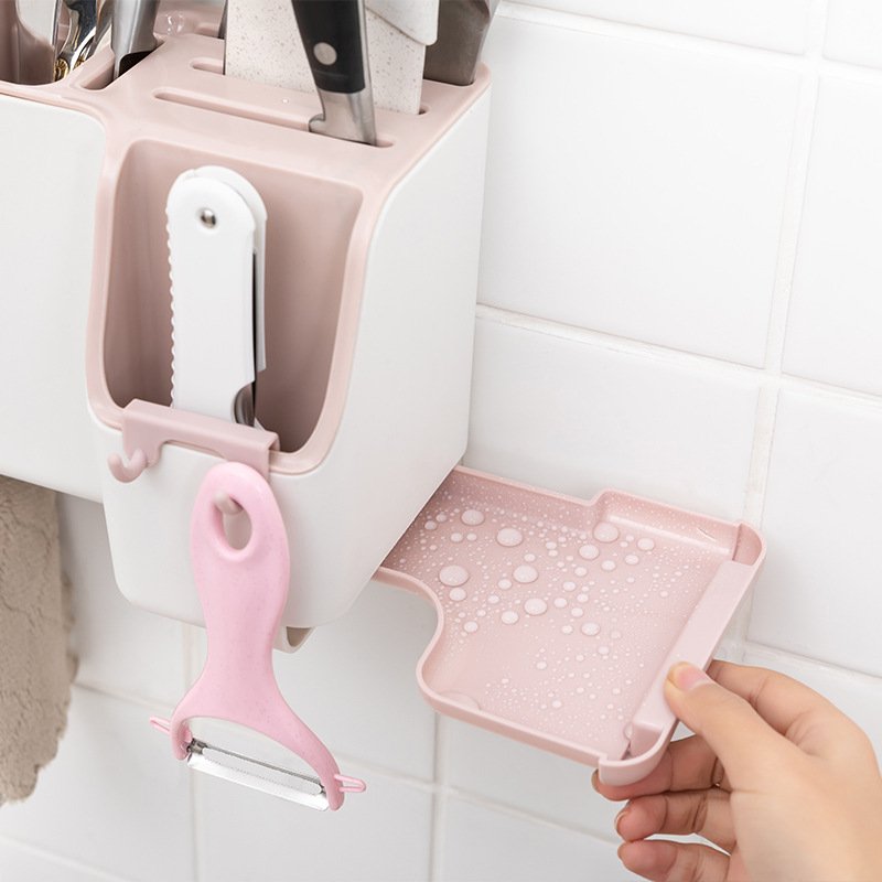 Multifunction Kitchen Storage Rack Wall-mounted Tableware Drying Rack Chopsticks Organizer Cutlery Storage Box