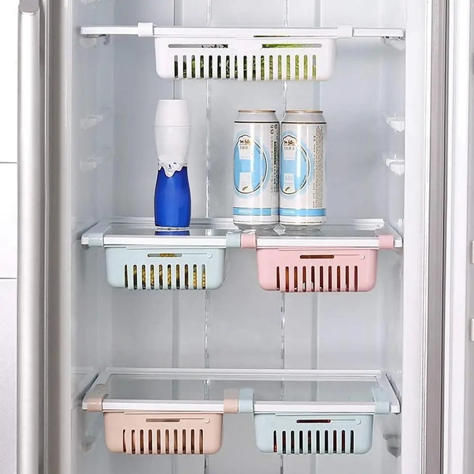 Retractable Adjustable Refrigerator Storage Box Drawer Basket Fresh Compartment Storage Box