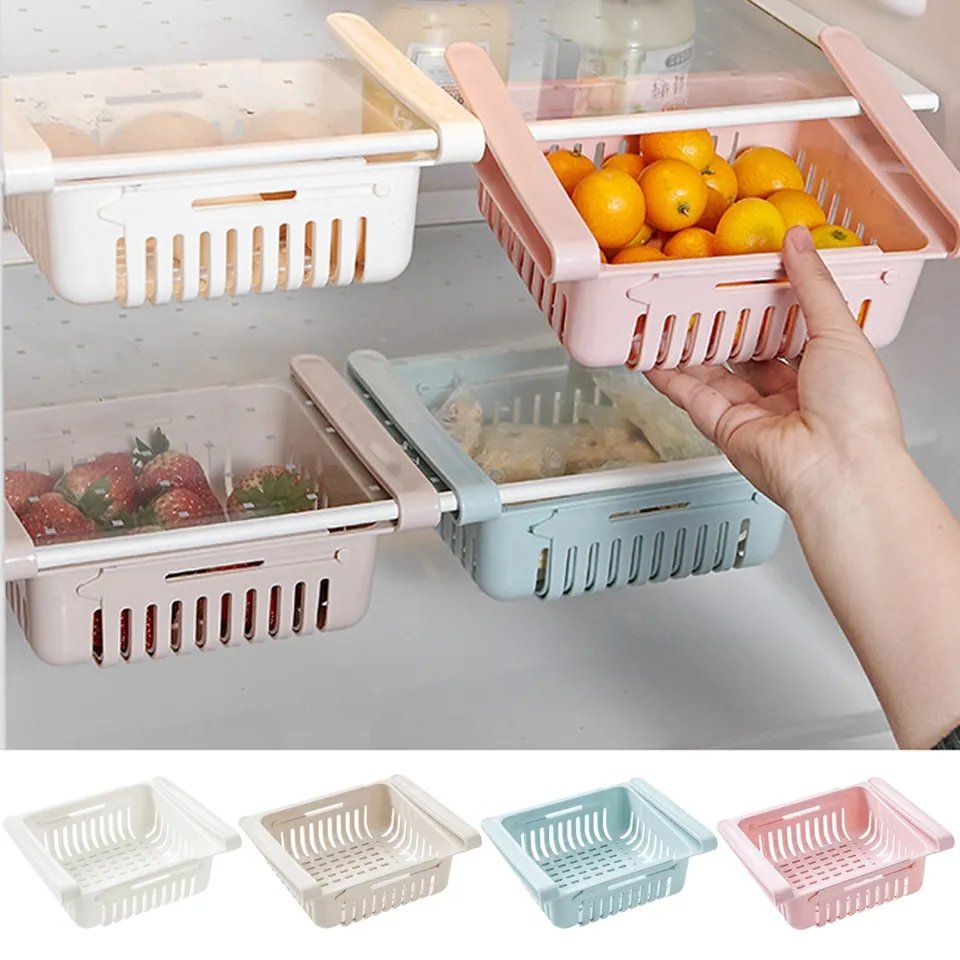 Retractable Adjustable Refrigerator Storage Box Drawer Basket Fresh Compartment Storage Box