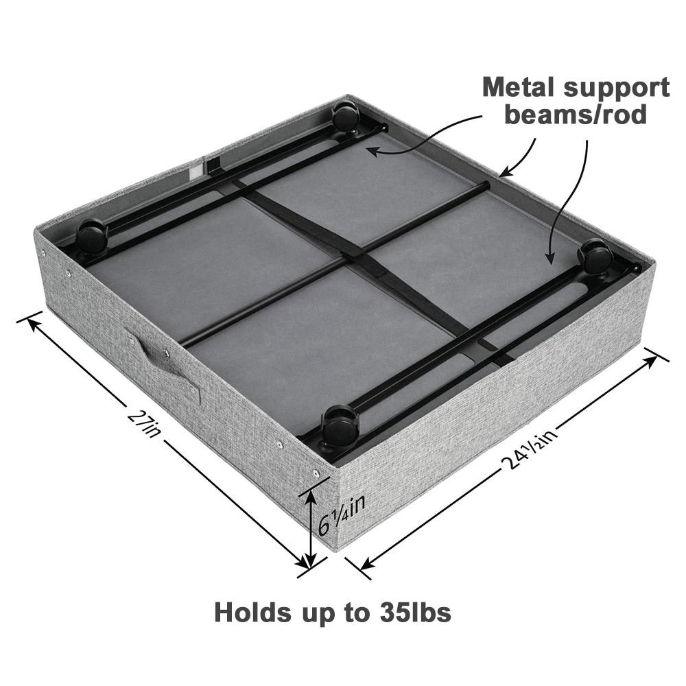Non Woven Under Bed Storage Boxes With Reinforced Handles Foldable Underbed Storage Bags With Wheel
