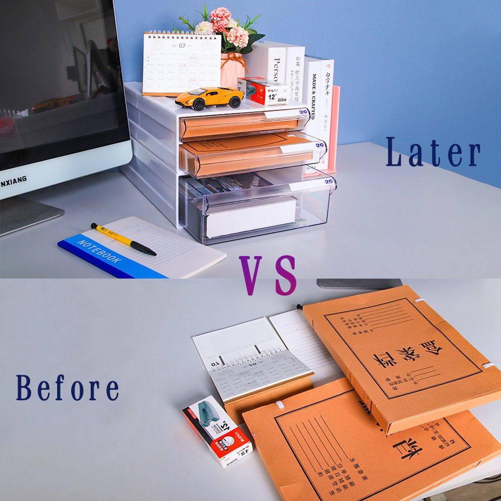 Hot-Selling Desktop Multi-Layer Waterproof Document Organizer Box Plastic Document A4 paper storage box