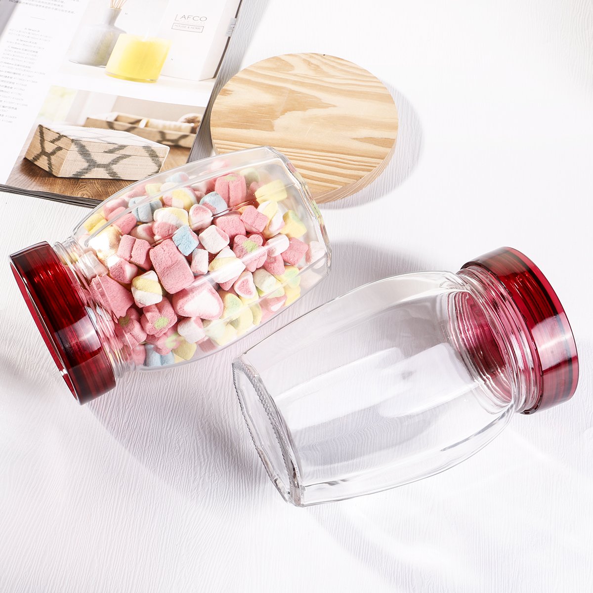 Wholesale Food Grade Large Capacity Glass Storage Jars With Glass Lids