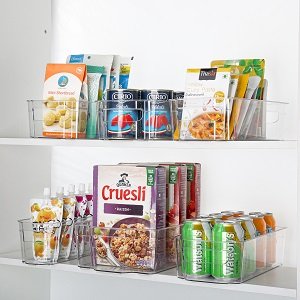 Clear Food Storage Stackable Versatile BPA Free Refrigerator Organizer Set Fridge Storage Containers with Handle