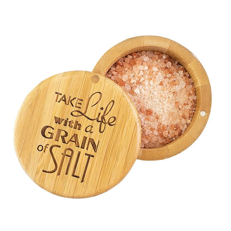 in stock natural storage box with magnetic swivel lid salt container bamboo jar salt cellar