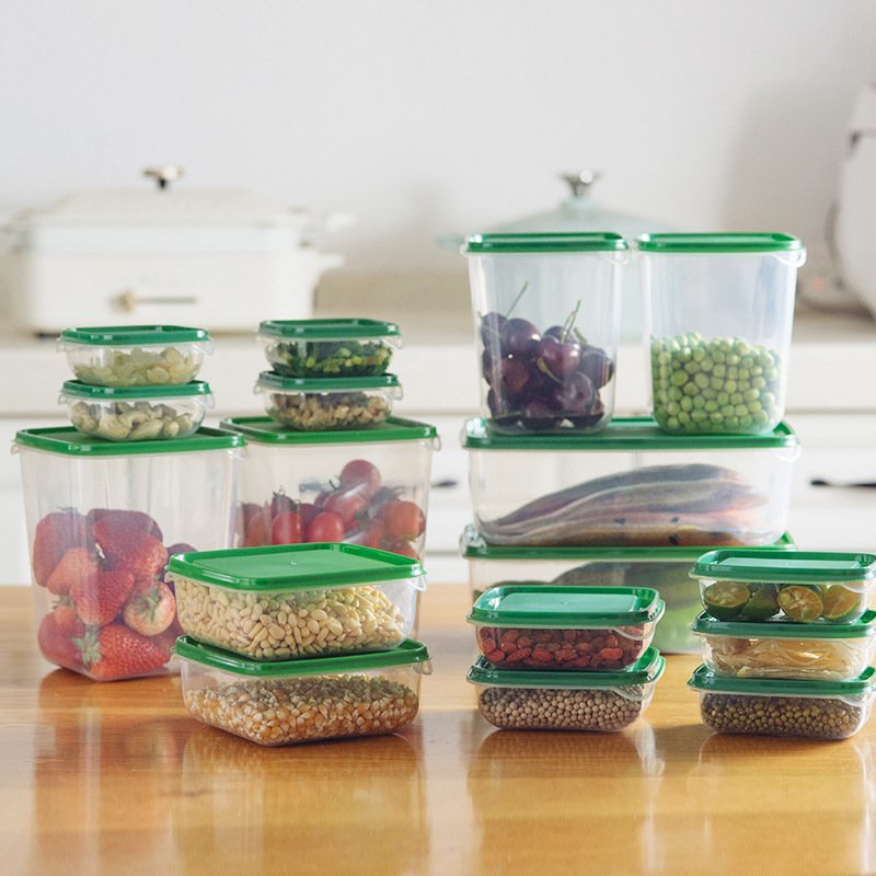 OEM/ODM 17pcs/set Kitchen Organizer Grains Beans Storage Jar Keep Fresh Food Storage Box Refrigerator Food Sealed Crisper Contai